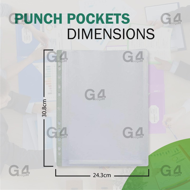 G4GADGET Pack of 50 A4 Clear Plastic Punch Punched Pockets