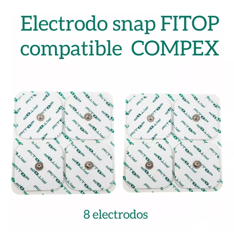 Fitop 8 Electrodos Compatibles Compex 5x5 Snap/ Súper Gel