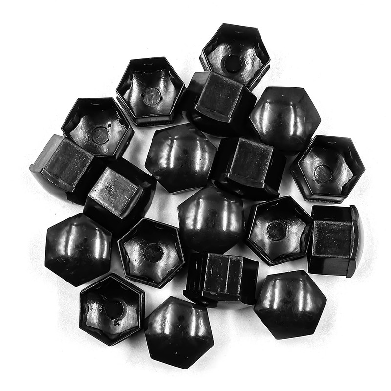 NUZAMAS 20Pcs Wheel Nut Caps 17mm Black Wheel Nut Covers