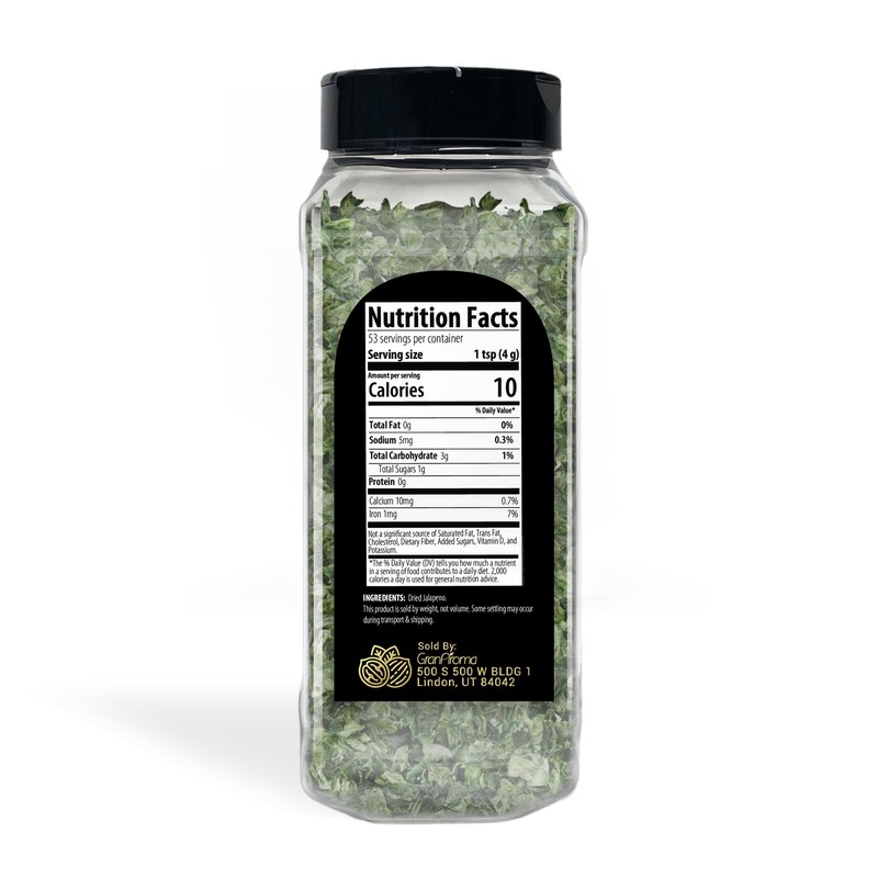 GranAroma Dried, Diced Jalapenos, Mexican Spice, Hot and Versatile (7.5