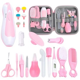 20 en 1 Lima de Uñas para Niños,Mini Molinillo de Uñas Eléctrico Portátil,Bajo Ruido,con Luz Nocturna,Apto para Niños y Adultos (Rosa)