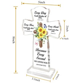 Acrylic Cross,Christian Standing Cross,Inspirational Christian Gifts for Women Men Friends,Religious Scripture Gifts for Christian,Table Top Crosses for Home Decor-Sunflower Cross