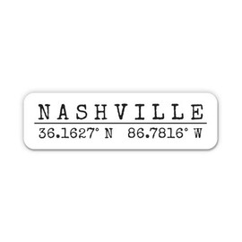 Squiddy Nashville Tennessee - City Coordinates - Vinyl Sticker Decal for Phone, Laptop, Water Bottle (3" Wide)
