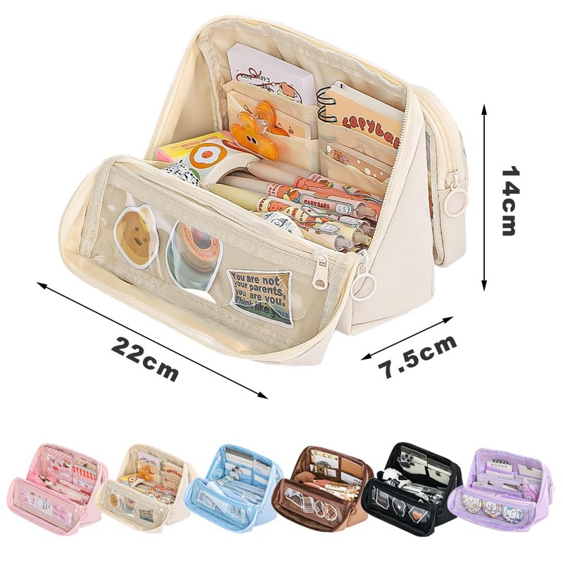 MHwan Pencil case with 9 compartments and large capacity, three-dimensional