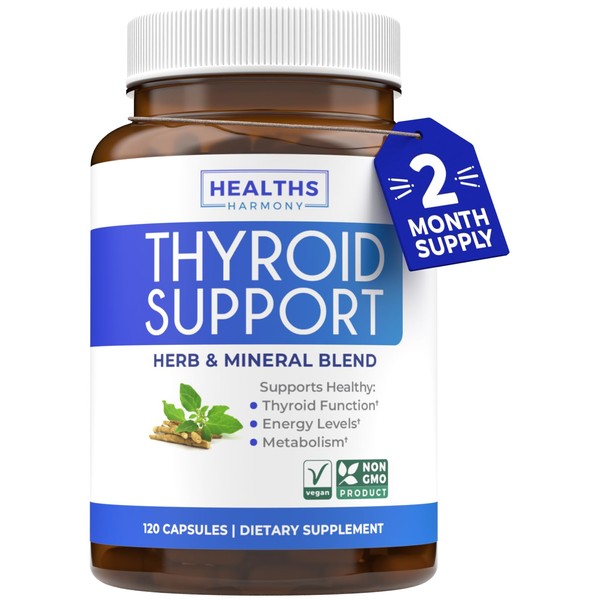 Healths Harmony Thyroid Support with Iodine - 120 Capsules (Non-GMO)