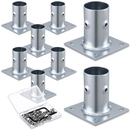 Blulu 8 Pack Galvanized Steel Flange Oblong Base for 1-5/8 OD Tubing, Suitable for Mounting Stainless Worktables, Equipment Stands, Kitchen Equipment Legs