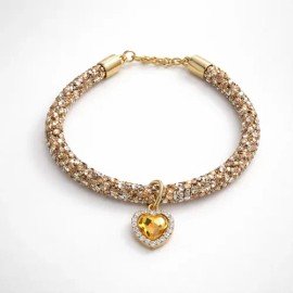 Collar De Lujo Con Colgante De Cristal De Corazón Perro Gato
