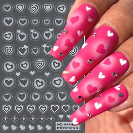 TailaiMei Valentine'd Day Nail Stickers, Self-Adhesive Heart Love Nail Art Decals for DIY Nail Decorations (NO 4Sheets)