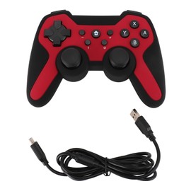Wireless Bluetooth Controller Dual Motors LED Indicators Wake Up Function Bluetooth 2.1 Gaming Controller for Windows 7 8 10 11 Red