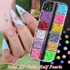 6 Boxes Sparkling Crystal Nail Rhinestones Pearls Kit,Flatback Multicolor Transparent