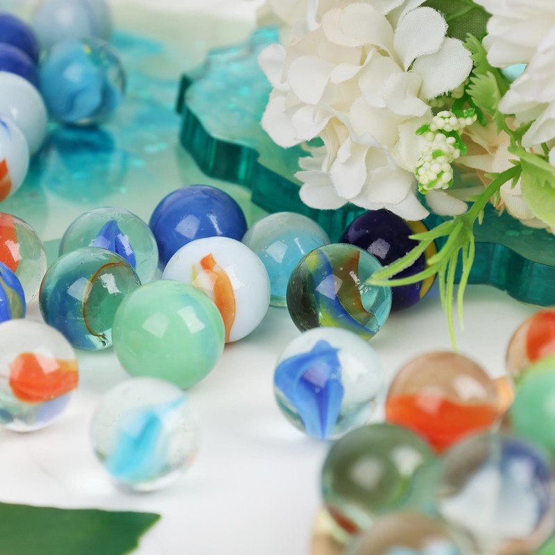 3 otters 110PCS Glass Marbles Bulk, 0.63inch Marbles Bulk Assorted