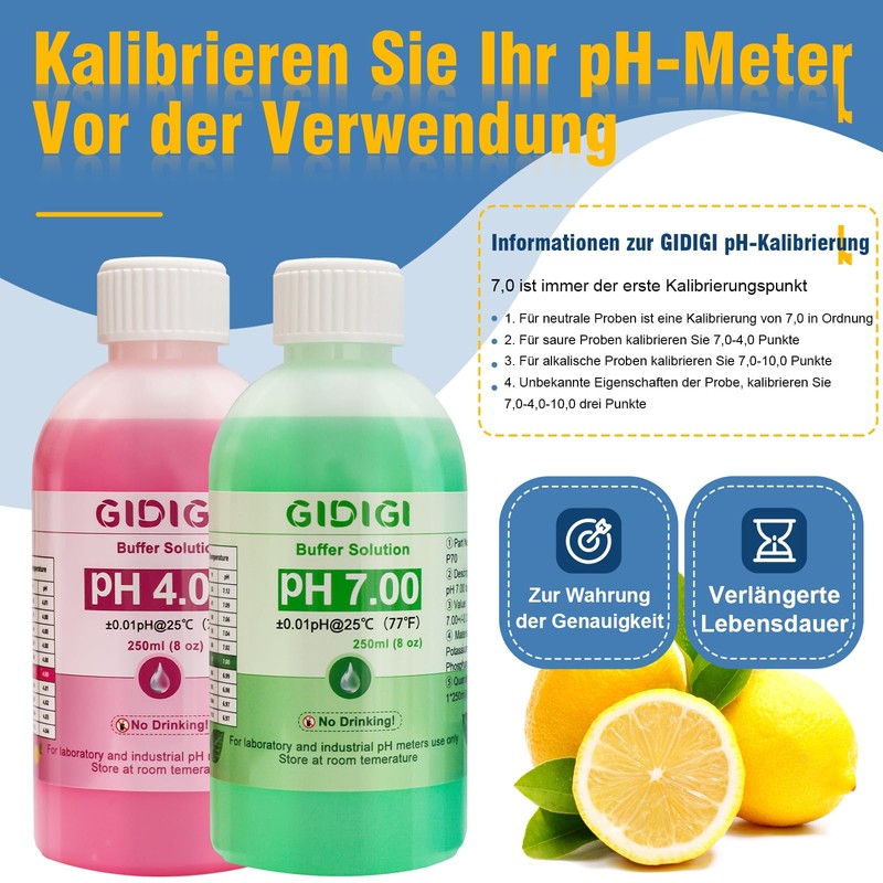 pH Meter Calibration Solution Kit, Contains pH 7.00, 10.01 and