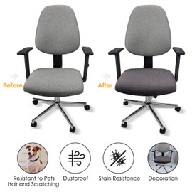 Yikko Elastic Stretch Spandex Chair Seat Covers Slipcovers Washable fit for Office Chairs,Dining Room Chairs,Bar Wedding Party Decor (2, Grey)