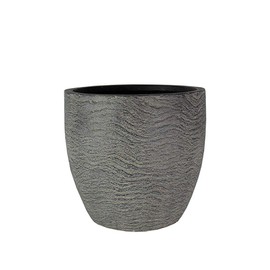The HC Companies 17.5 Inch Aspen Planter Indoor Outdoor Round Fiberglass Planter Pot with Contemporary Textured Design, Charcoal