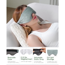 Sivio Sivio Weighted Eye Mask for Sleeping, Cooling & Cozy Reversible Blackout Sleep Mask for Women & Men, Microwave Freezable Heavy Blindfold for Migraine, Travel, Meditation, 0.55lbs, Grey