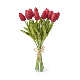 K&K Interiors Bouquet Per, 13.5 Inch Red Real Touch Mini Tulip Bundle (12 Stems)