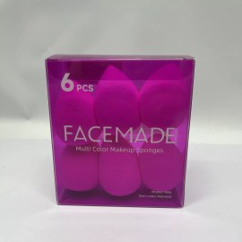 Facemade 6 Pack FaceMade Multi Color Makeup Sponges Non-Latex Material Pink Water Drop