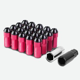 Auto Dynasty M12 x 1.25 Open/Closed End Style Aluminum Alloy Wheel Lug Nuts + 2 X Deep Drive Extension, Pink, 20-Piece