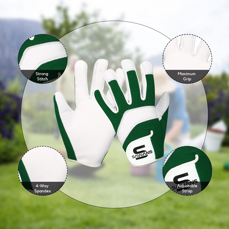 Leather Gardening Safety Working Gloves Thorn Proof for Men and
