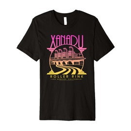 Olivia Newton-John Xanadu Roller Rink Pink Yellow Fade Logo Premium T-Shirt