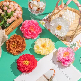 6Pcs Multi-color Flower Hair Clips for Women Large 4” Artificial Peony Flower Hair Clip for Thick &Thin Hair Accessories for Wedding Summer Vacation Beach Party Gifts