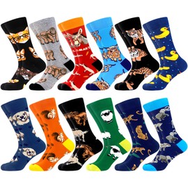 WeciBor Men's Crazy Funny Animal Pattern Socks 12 Pack Funky Gift Sizes 10-13