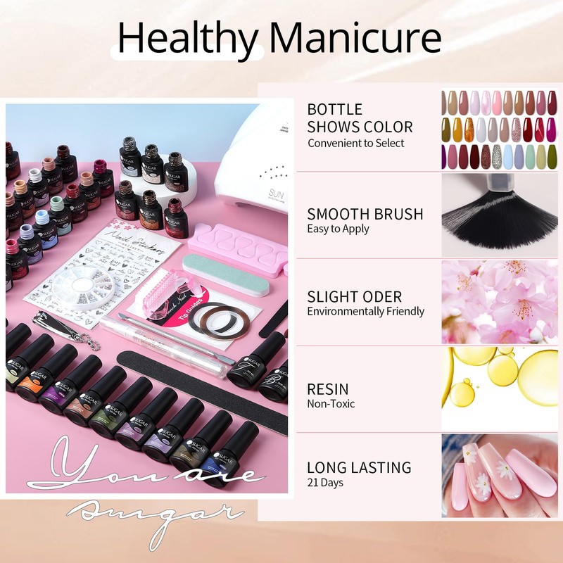 UR SUGAR UV Nagellack Set mit UV Lampe Starterset Nude,