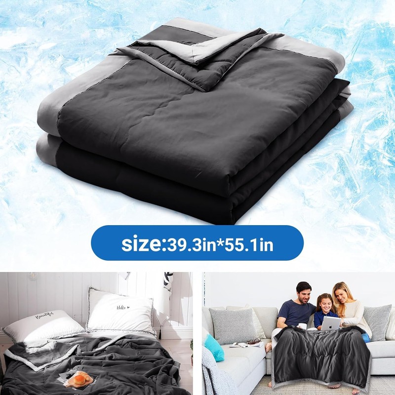 Cooling Blanket for Summer, Double Sided Cold Effect 140x100cm Soft