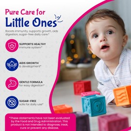 Gotas líquidas de zinc para bebés con saúco, vitaminas D3 y C: suplemento suave para el sistema inmunitario, 60 raciones diarias, fibra prebiótica fortificada con inulina y azúcar.