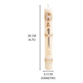 CEB 2 Cirios Pascuales Decorados Incrustación De Cera 30 Cm
