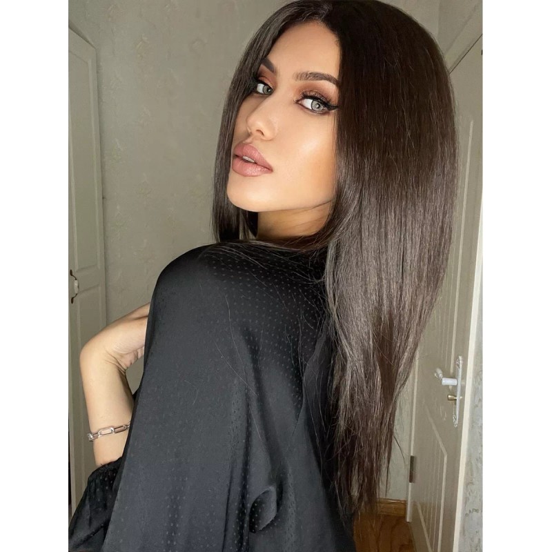 ANOGOL Peluca De Cabello Lacio Natural Negro Degradado