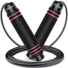Blukar Skipping Rope, Long Adjustable Speed Rope with Skin-friendly Foam Handles, Non-Slip & Sweat-Absorbing, Ideal for Fitness & Endurance & Skipping Rope, Suitable for Adults