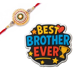 Best Brother Ever Fridge Magnet with Rakhi for Bro On Rakshabandhan Rakhdi Festival Send Rakhdi to Bhayiya Online Rakhi with Gift for Veera and Small Bhai Bhaiya, Bro, Veera Gift Combo Set