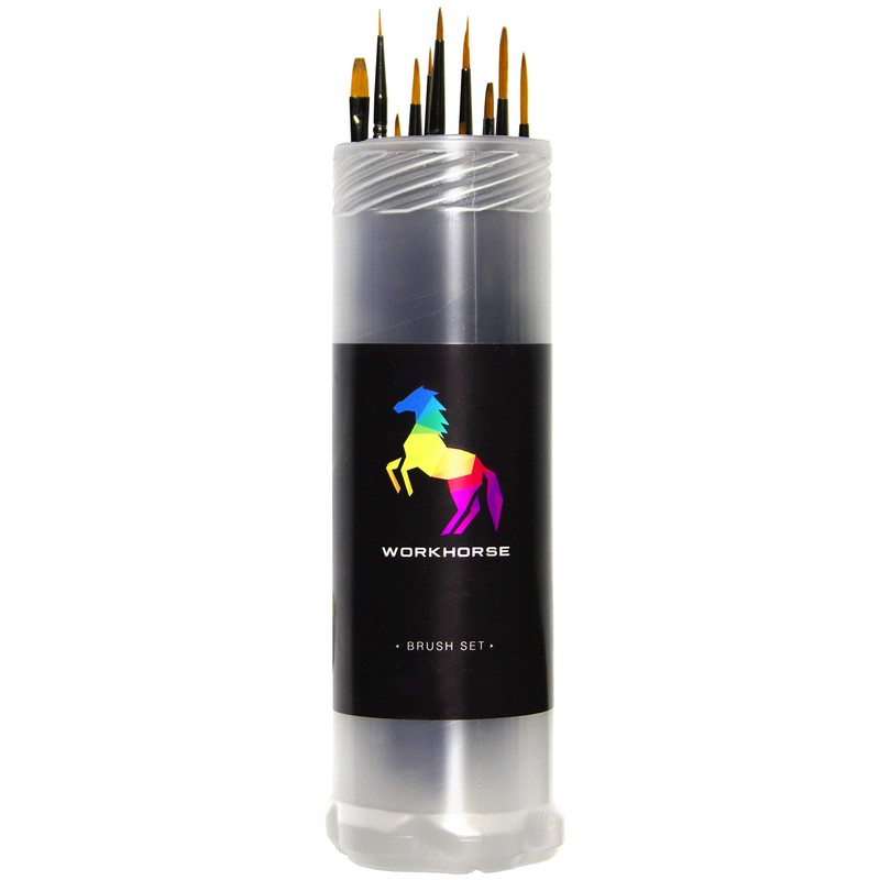 Workhorse Ergonomic 12-Piece Miniature Fine Point Paint Brush Detail Set