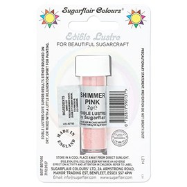 Sugarflair Shimmer Pink Edible Lustre Dust, Add a Lustrous Shine to Cakes or Decorations. Brush On or Add Rejuvenator to Create Eye-Catching Edible Paint, Gives Shine to Your Bakes - 2g
