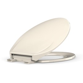 Toilet Seat Elongated, Soft Close Toilet Seat, Almond Toilet Lid Soft Close Quiet, Easy Installation & Release,Safe PP Material Easy Clean, Fits Most Elongated Toilets