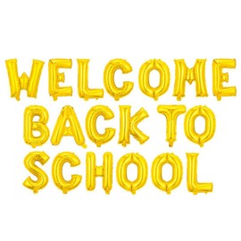 16" Welcome Back to School Set, Aluminum Foil Balloons First Day of School Party Supplies Kindergarten School & Teacher Classroom Party Decorations Decor(Gold)