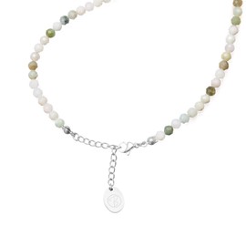 BERGERLIN Genuine Natural Stone Necklace with 925 Sterling Silver Pearl or Gold-Plated Pearl - Filigree Chain with Clasp and Certification of Authenticity, Pearl, Jade