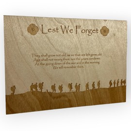Cutncraft Designs Military Poppy Flanders Field Remembrance Engraved Wooden Wall Plaque Sign A5 Size 210x147 mm (8"x6") with Sticky Pads