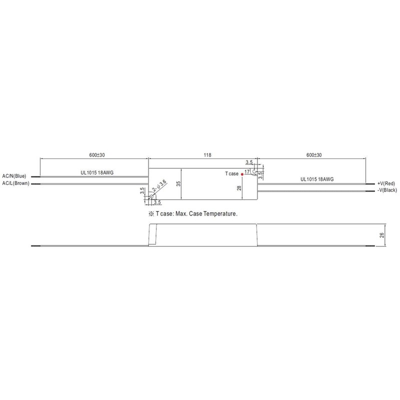 LED power supply 15W 5V 3A ; MeanWell, LPV-20-5 ;
