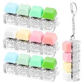 4 juguetes para la ansiedad con teclado, llavero 4 en 1, botón de descompresión de teclado, juguetes para aliviar el estrés, regalos para la ansiedad (rosa, amarillo, blanco y verde)
