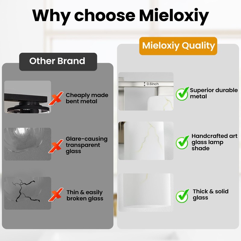 Mieloxiy 3-Light Square Bathroom Light Fixture, Brushed Nickel Modern Vanity