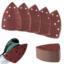 40Pcs Sanding Pads, 5 Types of Grit, Mouse Sanding Sheets Triangular with Hook and Loop, 5-Sheets Assorted 40/60/80/120/180 Grit Mouse Sander Pads,11 Holes Mouse Sanding Pads