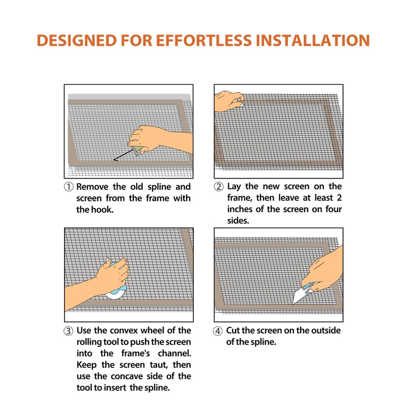 by.RHO Window Screen Repair Kit (48"x118") - Complete DIY Kit