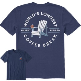 Life is Good Men's Worlds Longest Coffee Break Short Sleeve Crusher Tee (X-Large, Darkest Blue)