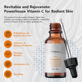 F'eDoren 20% Vitamin C Face Serum - Vitamin C Facial Serum with Hyaluronic Acid, Green Tea, Aloe Vera - 30 mL Aloe Vera Facial Serum - Made In Canada