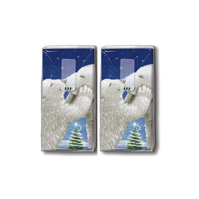 20 Handkerchiefs (2 x 10) Handkerchiefs Cuddly Polar Bears/Animals/Winter/Christmas