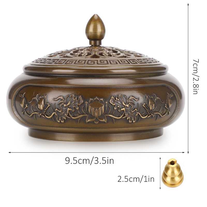 3.5in Vintage Lotus Censer Sandalwood Incense Holder Desktop Ornaments with