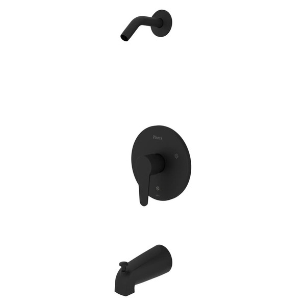 Pfister Pfirst Modern Tub and Shower Trim Without Shower Head (Valve Sold Separately), Single Handle, Matte Black Finish, R89070B