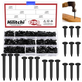 Hilitchi 1200PCS 6 Sizes Black Carbon Steel Non-Slip Shoe Nails Assortment Kit for Shoes Boots Leather Heels Soles Repairs